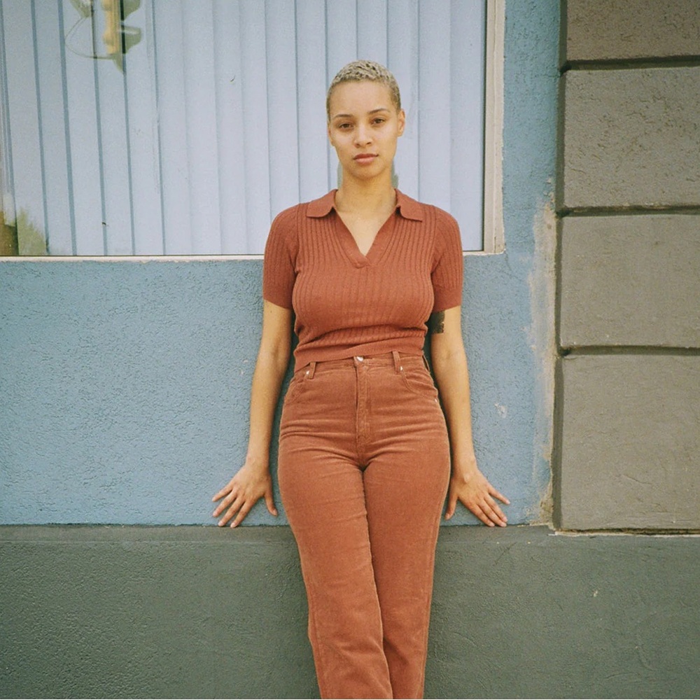 ROLLA'S Rust Ribbed Short-Sleeve Polo Top - Picture 2 of 10